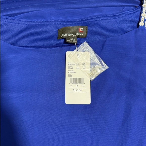 LAURA PLUS 14+ ELEGANT BLUE DRESS WITH SPARKLY BEADS 16W - Picture 12 of 13